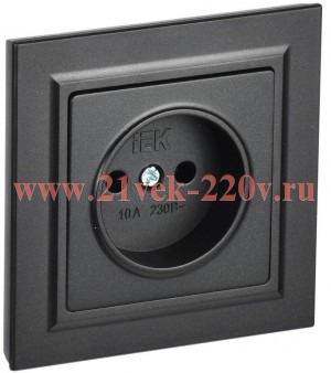 Розетка СП BRITE РСР10-1-0-БрЧ 10А в сборе без заземл. без защ. шторок черн. IEK BR-R10-10-K02-F