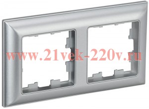 Рамка на 2 поста ИЭК BRITE пластик алюминий/алюминий (РУ-2-Бр) BR-M22-12-K47