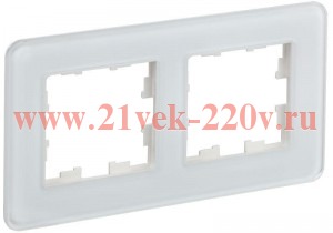 Рамка на 2 поста ИЭК BRITE стекло белый (РУ-2-2-Бр) BR-M22-G-41-K01