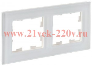 Рамка на 2 поста ИЭК BRITE стекло белый матовый (РУ-2-2-Бр) BR-M22-G-31-K01