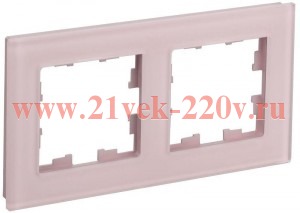 Рамка на 2 поста ИЭК BRITE стекло розовый матовый (РУ-2-2-Бр) BR-M22-G-31-K14