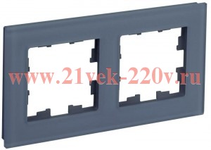 Рамка на 2 поста ИЭК BRITE стекло маренго матовый (РУ-2-2-Бр) BR-M22-G-31-K35