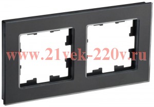 Рамка на 2 поста ИЭК BRITE стекло черный матовый (РУ-2-2-Бр) BR-M22-G-31-K02