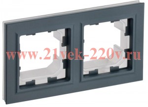 Рамка на 2 поста IP44 ИЭК BRITE графит (РУ-2-БрГ-44) BR-M22-44-K53