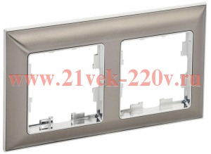 Рамка на 2 поста ИЭК BRITE пластик хром/никель (РУ-2-Бр) BR-M22-12-4-K23