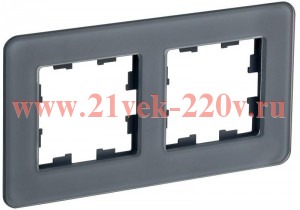 Рамка на 2 поста ИЭК BRITE стекло графит RE (РУ-2-2-Бр) BR-M22-G-41-K53