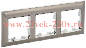 Рамка на 3 поста ИЭК BRITE пластик хром/никель (РУ-3-Бр) BR-M32-12-4-K23