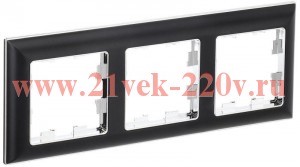 Рамка на 3 поста ИЭК BRITE пластик хром/черный (РУ-3-Бр) BR-M32-12-2-K23
