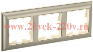 Рамка на 3 поста ИЭК BRITE пластик бежевый/шампань (РУ-3-Бр) BR-M32-12-3-K10