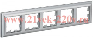 Рамка на 5 постов ИЭК BRITE пластик алюминий/алюминий (РУ-5-Бр) BR-M52-12-K47