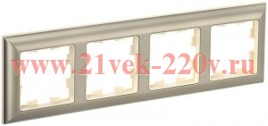 Рамка на 4 поста ИЭК BRITE пластик бежевый/шампань (РУ-4-Бр) BR-M42-12-3-K10