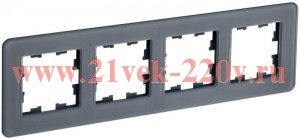 Рамка на 4 поста ИЭК BRITE стекло графит RE (РУ-4-2-Бр) BR-M42-G-41-K53