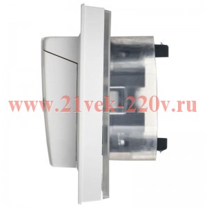 Розетка ИЭК BRITE 2х2P+E Schuko шторки с крышкой двойная 16А IP44 арктический белый в сборе (РСбш12- BR-R26-16-44-K91-F