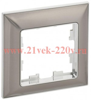 Рамка на 1 пост ИЭК BRITE пластик хром/никель (РУ-1-Бр) BR-M12-12-4-K23