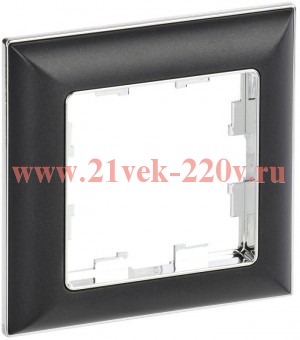 Рамка на 1 пост ИЭК BRITE пластик хром/черный (РУ-1-Бр) BR-M12-12-2-K23