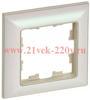 Рамка на 1 пост ИЭК BRITE пластик бежевый/жемчужный (РУ-1-Бр) BR-M12-12-1-K10