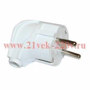 Вилка электрич. с заземл. угл. бел. MAKEL 10027