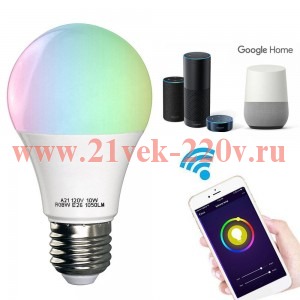 Лампа светодиодная FL-LED A60-SMART 10W E27 Wi-Fi MultiCOLOR 220V 60x112mm