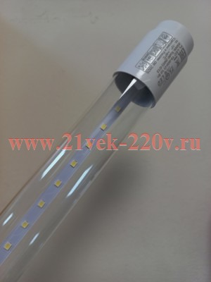 Лампа светодиодная FL-LED T8- 600-П 10W 4000K Ra80(840) G13 (прозрачная 220V 1070lm, пр-во Россия)