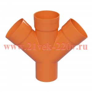 Соединение для четырех двустенных труб,45 ,полипропилен,д.125