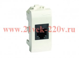 Розетка компьютерная RJ-45 кат.5Е (разъем PcNet) Brava 1 модуль белая DKC
