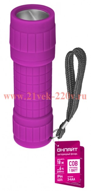 Фонарь светодиодный ручной 90 851 OPT-CP01-3AAA/24PACK пласт. 1СОВ 1Вт 1реж. 50лм IP44 ОНЛАЙТ 90851