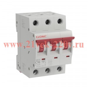 Выключатель автоматический модульный 3п C 16А 6кА MB63 YON MB63N-3PC16