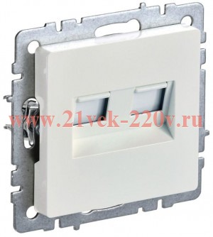 Розетка двойная ИЭК BRITE RJ11+RJ45 кат.5E жемчуг (РК/Т12-БрЖ) BR-KT20-O-1-K36