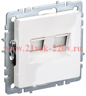 Розетка двойная ИЭК BRITE RJ11+RJ45 кат.5E белый (РК/Т12-БрБ) BR-KT20-O-1-K01
