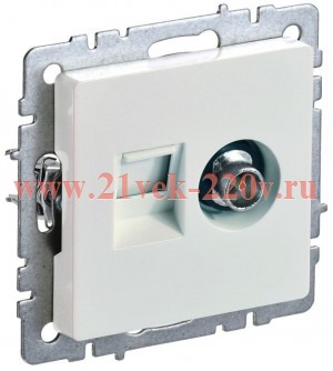 Розетка двойная ИЭК BRITE TV+RJ45 кат.5E жемчуг (РТВ/РК12-БрЖ) BR-AK20-1-K36