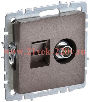 Розетка двойная TV+RJ45 кат.5E IEK BRITE шампань (РТВ/РК12-БрШ)