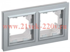 Рамка на 2 поста IP44 ИЭК BRITE алюминий (РУ-2-БрА-44) BR-M22-44-K47