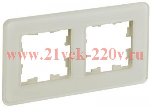 Рамка на 2 поста ИЭК BRITE стекло песчаный RE (РУ-2-2-Бр) BR-M22-G-41-K98