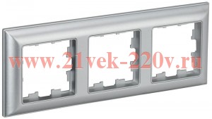 Рамка на 3 поста ИЭК BRITE пластик алюминий/алюминий (РУ-3-Бр) BR-M32-12-K47