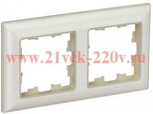 Рамка на 2 поста ИЭК BRITE пластик бежевый/жемчужный (РУ-2-Бр) BR-M22-12-1-K10