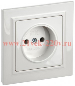 Розетка СП BRITE РСР10-1-0-БрБ 10А в сборе без заземл. без защ. шторок бел. IEK BR-R10-10-K01-F