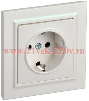 Розетка ИЭК BRITE 2P+E Schuko со шторками 16А в сборе жемчуг (РСР14-1-0-БрЖ) BR-R14-16-K36-F