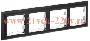 Рамка на 4 поста ИЭК BRITE пластик хром/черный (РУ-4-Бр) BR-M42-12-2-K23