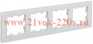 Рамка на 4 поста ИЭК BRITE стекло белый матовый (РУ-4-2-Бр) BR-M42-G-31-K01