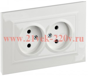 Розетка 2-м СП BRITE РСш12-2-БрБ 10А в сборе без заземл. защ. шторки бел. IEK BR-R23-10-K01-F