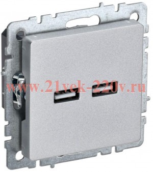 Зарядка ИЭК BRITE USB A+A 3,1А алюминий (РЮ10-1-БрА) BR-U21-D31-K47