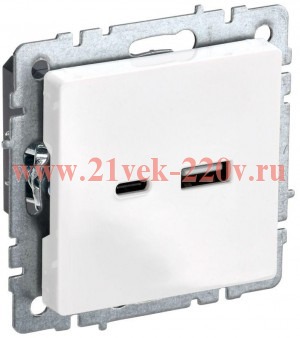 Зарядка ИЭК BRITE USB A+С 3,1А белый (РЮ11-1-БрБ) BR-U22-018-K01