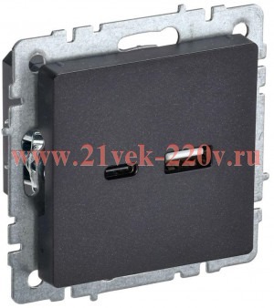 Зарядка ИЭК BRITE USB A+С 3,1А черный (РЮ11-1-БрЧ) BR-U22-018-K02