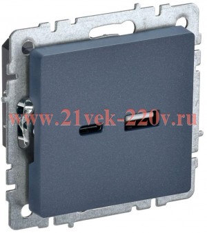Зарядка ИЭК BRITE USB A+С 3,1А маренго ( РЮ11-1-БрМ) BR-U22-018-K35
