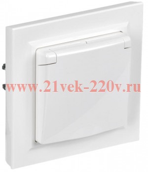 Розетка с крышкой Brite 16А IP44 РСбш10-3-44-БрБ бел. в сб. IEK BR-R16-16-44-K01-F-PRO