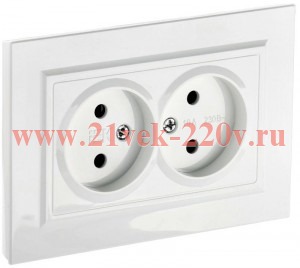 Розетка ИЭК BRITE 2х2P двойная 10А белый в сборе (РС12-2-БрБ) BR-R20-10-K01-F