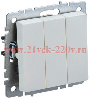 Выключатель 3-клавишный ИЭК BRITE 10А жемчуг (ВС10-3-0-БрЖ) BR-V30-0-10-K36