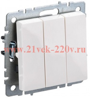 Выключатель 3-клавишный ИЭК BRITE 10А белый (ВС10-3-0-БрБ) BR-V30-0-10-K01