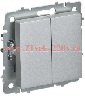 Переключатель перекрестный 2-клавишный ИЭК BRITE 10А алюминий (ВС10-2-3-БрА) BR-V23-0-10-K47