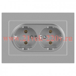 Розетка Intro Accent 6-205-03 2X2P+E Schuko, 16А-250В, IP20, СУ, AL/CU, алюминий